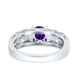 Art Deco Wedding Bridal Engagement Ring Band Round Simulated Cubic Zirconia 925 Sterling Silver