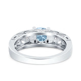 Art Deco Wedding Bridal Engagement Ring Band Round Simulated Cubic Zirconia 925 Sterling Silver