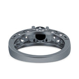 Art Deco Wedding Bridal Engagement Ring Band Round Simulated Cubic Zirconia 925 Sterling Silver
