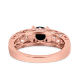 Art Deco Wedding Bridal Engagement Ring Band Round Simulated Cubic Zirconia 925 Sterling Silver