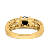 Art Deco Wedding Bridal Engagement Ring Band Round Simulated Cubic Zirconia 925 Sterling Silver