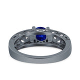 Art Deco Wedding Bridal Engagement Ring Band Round Simulated Cubic Zirconia 925 Sterling Silver