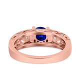 Art Deco Wedding Bridal Engagement Ring Band Round Simulated Cubic Zirconia 925 Sterling Silver