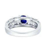 Art Deco Wedding Bridal Engagement Ring Band Round Simulated Cubic Zirconia 925 Sterling Silver
