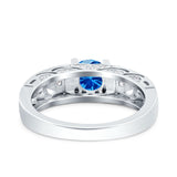 Art Deco Wedding Bridal Engagement Ring Band Round Simulated Cubic Zirconia 925 Sterling Silver