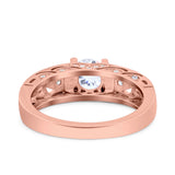 Art Deco Wedding Bridal Engagement Ring Band Round Simulated Cubic Zirconia 925 Sterling Silver