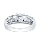 Art Deco Wedding Bridal Engagement Ring Band Round Simulated Cubic Zirconia 925 Sterling Silver