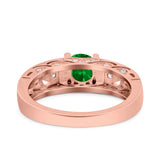 Art Deco Wedding Bridal Engagement Ring Band Round Simulated Cubic Zirconia 925 Sterling Silver