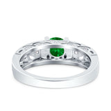 Art Deco Wedding Bridal Engagement Ring Band Round Simulated Cubic Zirconia 925 Sterling Silver