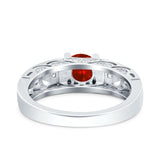 Art Deco Wedding Bridal Engagement Ring Band Round Simulated Cubic Zirconia 925 Sterling Silver
