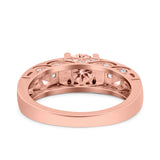 Art Deco Wedding Bridal Engagement Ring Band Round Simulated Cubic Zirconia 925 Sterling Silver