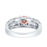 Art Deco Wedding Bridal Engagement Ring Band Round Simulated Cubic Zirconia 925 Sterling Silver