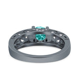 Art Deco Wedding Bridal Engagement Ring Band Round Simulated Cubic Zirconia 925 Sterling Silver
