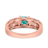 Art Deco Wedding Bridal Engagement Ring Band Round Simulated Cubic Zirconia 925 Sterling Silver