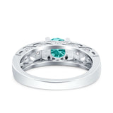 Art Deco Wedding Bridal Engagement Ring Band Round Simulated Cubic Zirconia 925 Sterling Silver