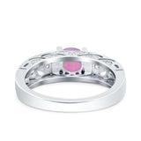 Art Deco Wedding Bridal Engagement Ring Band Round Simulated Cubic Zirconia 925 Sterling Silver