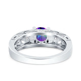 Art Deco Wedding Bridal Engagement Ring Band Round Simulated Cubic Zirconia 925 Sterling Silver