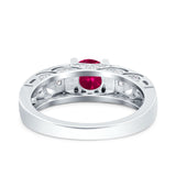Art Deco Wedding Bridal Engagement Ring Band Round Simulated Cubic Zirconia 925 Sterling Silver