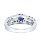 Art Deco Wedding Bridal Engagement Ring Band Round Simulated Cubic Zirconia 925 Sterling Silver