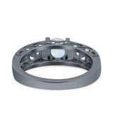 Art Deco Wedding Bridal Engagement Ring Band Round Simulated Cubic Zirconia 925 Sterling Silver