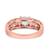 Art Deco Wedding Bridal Engagement Ring Band Round Simulated Cubic Zirconia 925 Sterling Silver