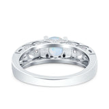 Art Deco Wedding Bridal Engagement Ring Band Round Simulated Cubic Zirconia 925 Sterling Silver