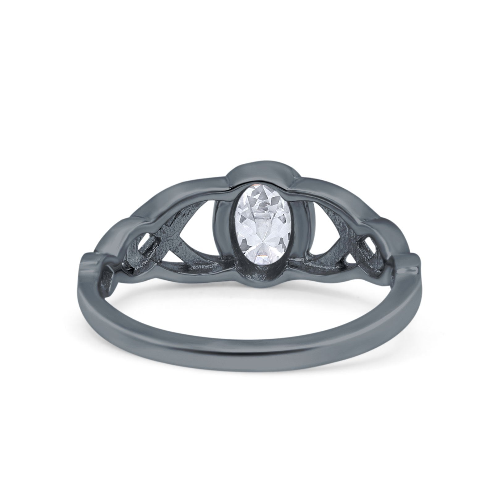 Infinity Twisted Wedding Ring Oval Cut Simulated Cubic Zirconia 925 Sterling Silver