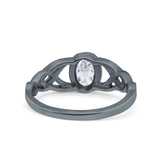 Infinity Twisted Wedding Ring Oval Cut Simulated Cubic Zirconia 925 Sterling Silver