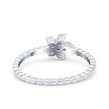 Cluster Beaded Band Flower Wedding Ring Band Round Simulated Cubic Zirconia 925 Sterling Silver