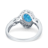 Oval Art Deco Wedding Engagement Bridal Ring Accent Vintage Round Simulated Cubic Zirconia 925 Sterling Silver