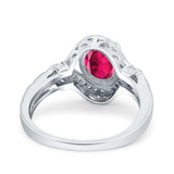 Oval Art Deco Wedding Engagement Bridal Ring Accent Vintage Round Simulated Cubic Zirconia 925 Sterling Silver