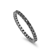 Stackable Full Eternity Wedding Band Ring Simulated CZ 925 Sterling Silver