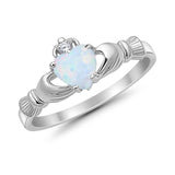Heart Shape Simulated Cubic Zirconia Claddagh Wedding Ring 925 Sterling Silver