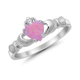 Heart Shape Simulated Cubic Zirconia Claddagh Wedding Ring 925 Sterling Silver