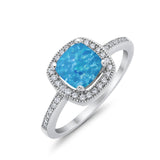 Halo Art Deco Design Ring Round Simulated Cubic Zirconia 925 Sterling Silver