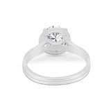 Solitaire Simulated Cubic Zirconia Wedding Ring Double Band 925 Sterling Silver