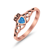 Celtic Knot Claddagh Ring Simulated Cubic Zirconia 925 Sterling Silver
