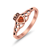 Celtic Knot Claddagh Ring Simulated Cubic Zirconia 925 Sterling Silver
