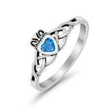 Celtic Knot Claddagh Ring Simulated Cubic Zirconia 925 Sterling Silver