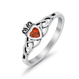 Celtic Knot Claddagh Ring Simulated Cubic Zirconia 925 Sterling Silver