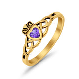 Celtic Knot Claddagh Ring Simulated Cubic Zirconia 925 Sterling Silver