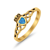 Celtic Knot Claddagh Ring Simulated Cubic Zirconia 925 Sterling Silver