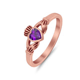 Irish Claddagh Heart Promise Ring Simulated Cubic Zirconia 925 Sterling Silver