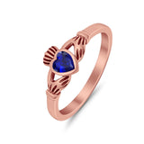 Irish Claddagh Heart Promise Ring Simulated Cubic Zirconia 925 Sterling Silver