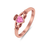 Irish Claddagh Heart Promise Ring Simulated Cubic Zirconia 925 Sterling Silver