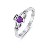 Irish Claddagh Heart Promise Ring Simulated Cubic Zirconia 925 Sterling Silver