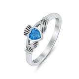 Irish Claddagh Heart Promise Ring Simulated Cubic Zirconia 925 Sterling Silver