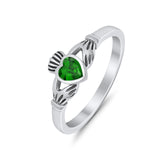 Irish Claddagh Heart Promise Ring Simulated Cubic Zirconia 925 Sterling Silver