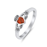 Irish Claddagh Heart Promise Ring Simulated Cubic Zirconia 925 Sterling Silver