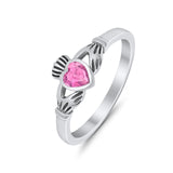 Irish Claddagh Heart Promise Ring Simulated Cubic Zirconia 925 Sterling Silver